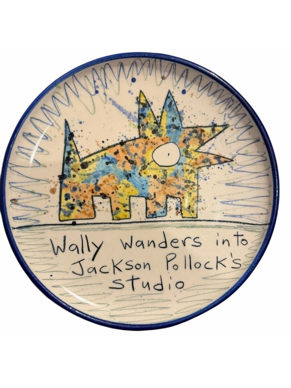Tom Edwards Wallyware Wally Wanders Into Jackson Pollok’s Studio 10 Inch Plate